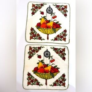 Set of 2 Vintage Fashion Manor Cotton Fruit Basket Wash Clothes-Like New
